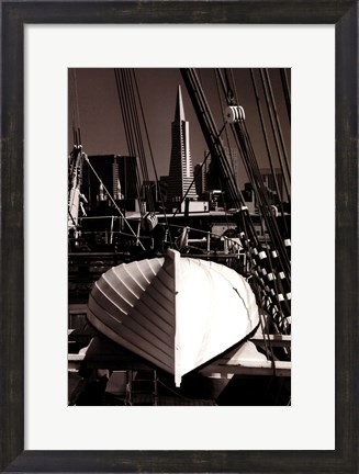 Framed Lifeboat and San Francisco Skyline Print