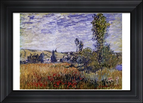 Framed Landscape at Vetheuil Print