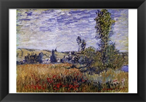 Framed Landscape at Vetheuil Print