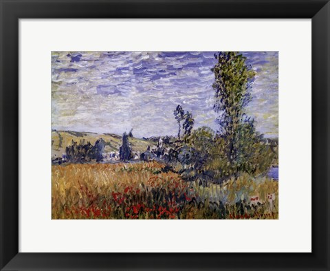 Framed Landscape at Vetheuil Print