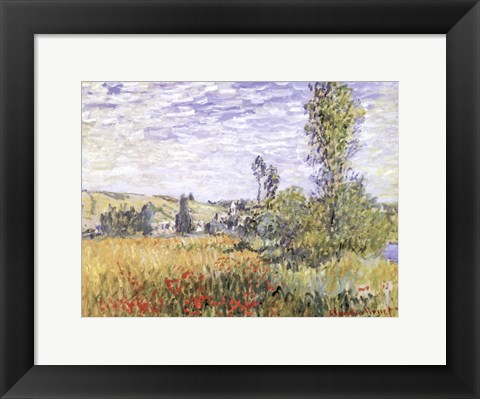 Framed Landscape at Vetheuil Print