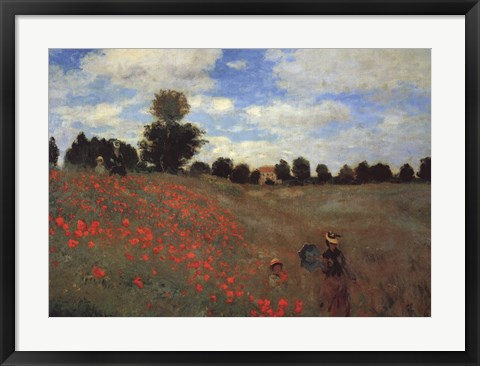 Framed Wild Poppies, near Argenteuil (Les Coquelicots: environs d&#39;Argenteuil), 1873 Print