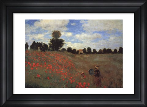 Framed Wild Poppies, near Argenteuil (Les Coquelicots: environs d&#39;Argenteuil), 1873 Print