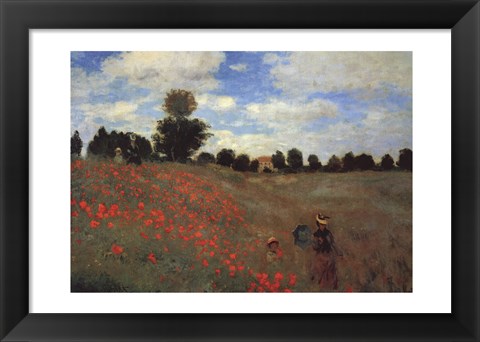 Framed Wild Poppies, near Argenteuil (Les Coquelicots: environs d&#39;Argenteuil), 1873 Print