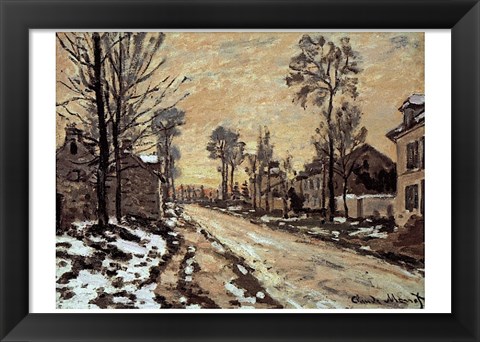 Framed Road at Louveciennes, Melting Snow, Sunset Print