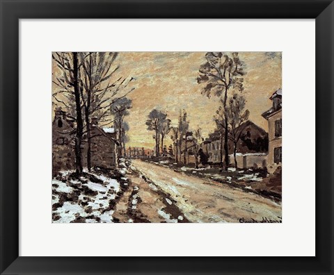 Framed Road at Louveciennes, Melting Snow, Sunset Print