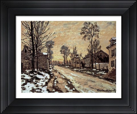 Framed Road at Louveciennes, Melting Snow, Sunset Print
