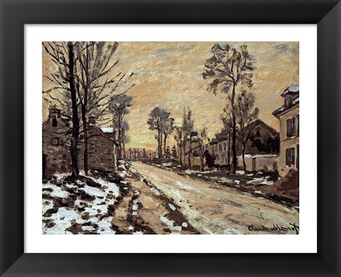 Framed Road at Louveciennes, Melting Snow, Sunset Print