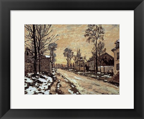 Framed Road at Louveciennes, Melting Snow, Sunset Print