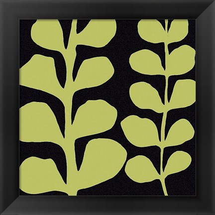 Framed Green Fern on Black Print