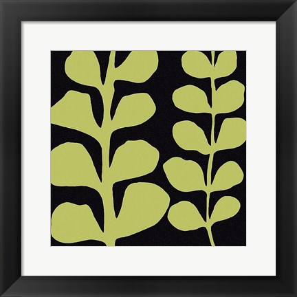 Framed Green Fern on Black Print