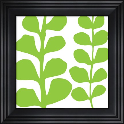 Framed Green Fern on White Print