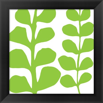 Framed Green Fern on White Print