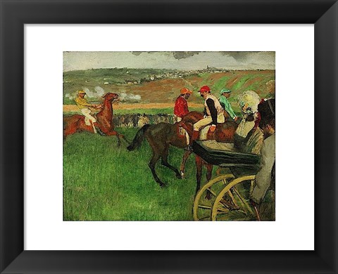 Framed Race Course: Amateur Jockeys near a Carriage, 1876-1887 Print