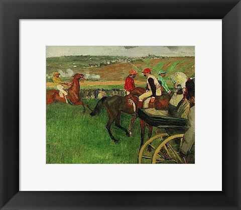 Framed Race Course: Amateur Jockeys near a Carriage, 1876-1887 Print