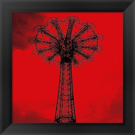 Framed Red Parachute Jump Print