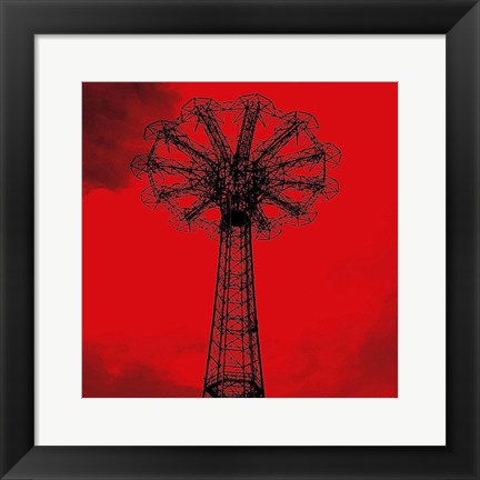 Framed Red Parachute Jump Print