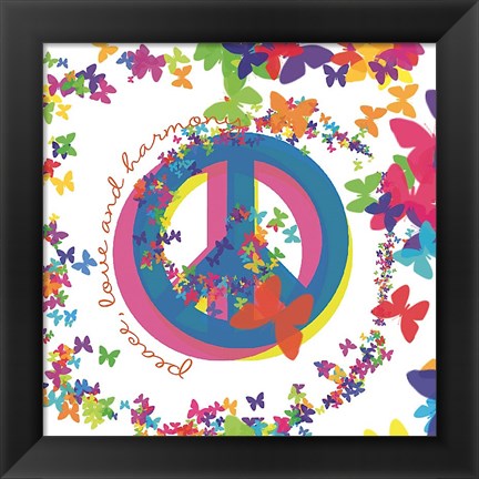 Framed Peace, Love, and Harmony Print