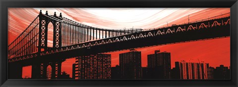 Framed Manhattan Bridge Aura Print