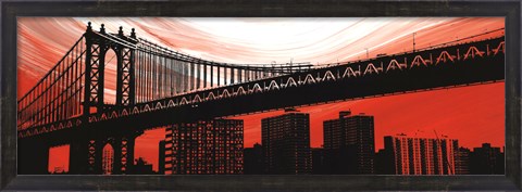 Framed Manhattan Bridge Aura Print