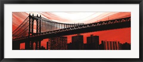 Framed Manhattan Bridge Aura Print