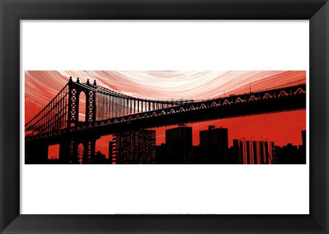 Framed Manhattan Bridge Aura Print