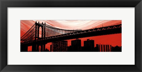 Framed Manhattan Bridge Aura Print