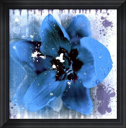Framed Tulip Fresco (blue) Print