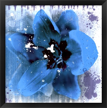 Framed Tulip Fresco (blue) Print