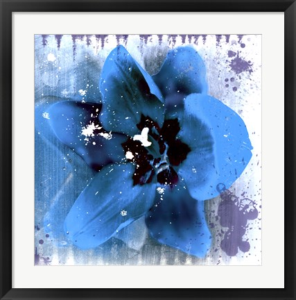Framed Tulip Fresco (blue) Print