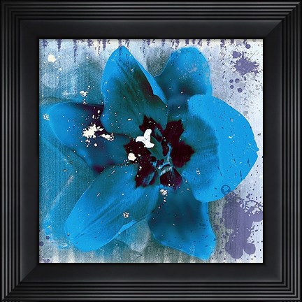 Framed Tulip Fresco (blue) Print
