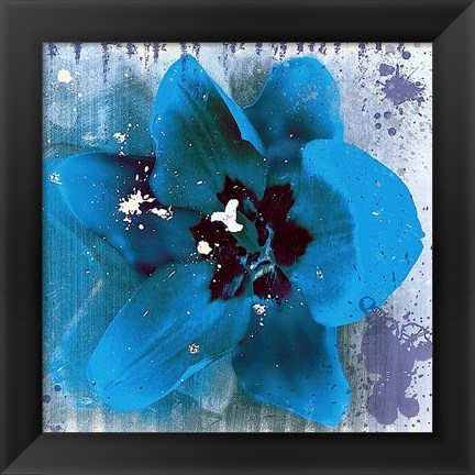 Framed Tulip Fresco (blue) Print