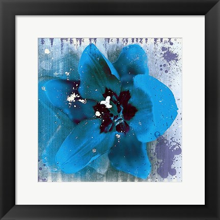 Framed Tulip Fresco (blue) Print