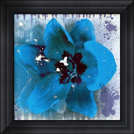 Framed Tulip Fresco (blue) Print