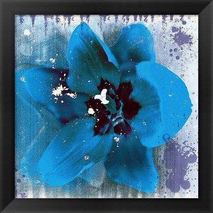 Framed Tulip Fresco (blue) Print