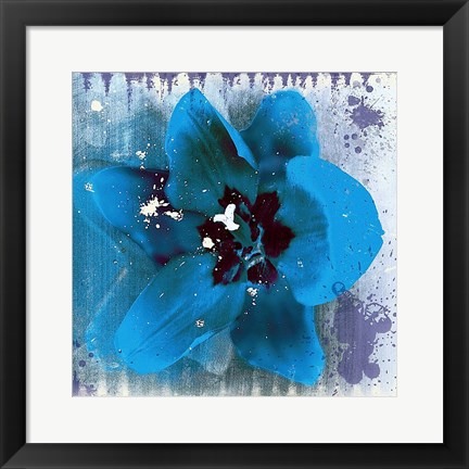 Framed Tulip Fresco (blue) Print