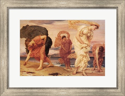 Framed Greek Girls Picking up Pebbles Print