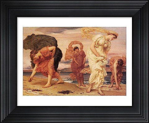 Framed Greek Girls Picking up Pebbles Print