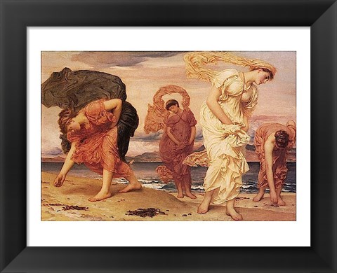 Framed Greek Girls Picking up Pebbles Print