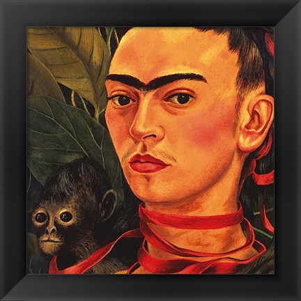 Framed Self Portrait with a Monkey, 1940 (detail) Print