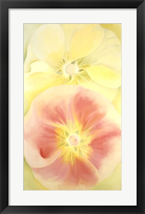 Framed Pink and Yellow Hollyhocks, 1952 Print