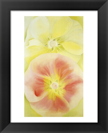 Framed Pink and Yellow Hollyhocks, 1952 Print