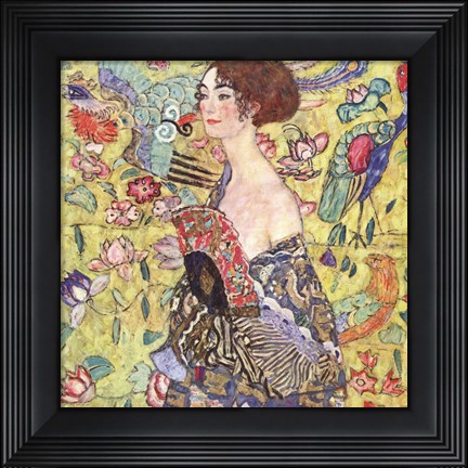 Framed Lady with Fan Print