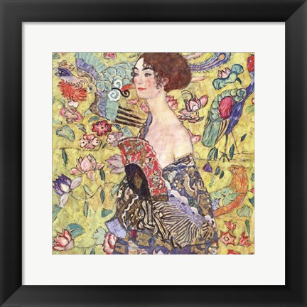 Framed Lady with Fan Print