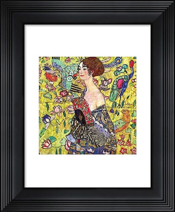 Framed Lady with Fan Print