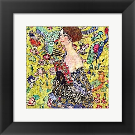 Framed Lady with Fan Print