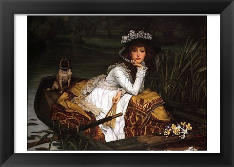 Framed Lady in a Boat Print