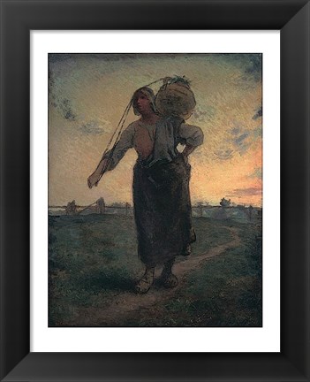 Framed Norman Milkmaid in Gr&#233;ville, 1874 Print