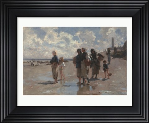 Framed Fishing for Oysters at Cancale, 1878 Print