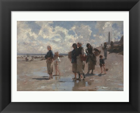 Framed Fishing for Oysters at Cancale, 1878 Print